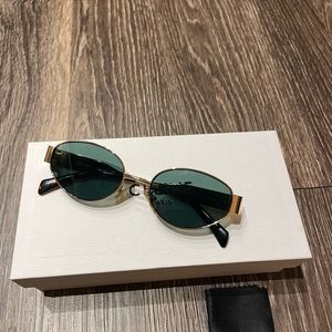 Celine Triomphe Oval Sunglasses Gold Tone